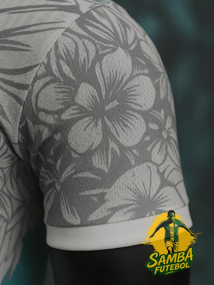 Manche du maillot du Brésil blanc avec un perroquet bleu, modèle Ara