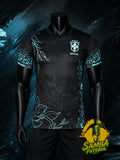 Maillot noir et bleu glacée du Brésil, modèle Black Panther, vue de face