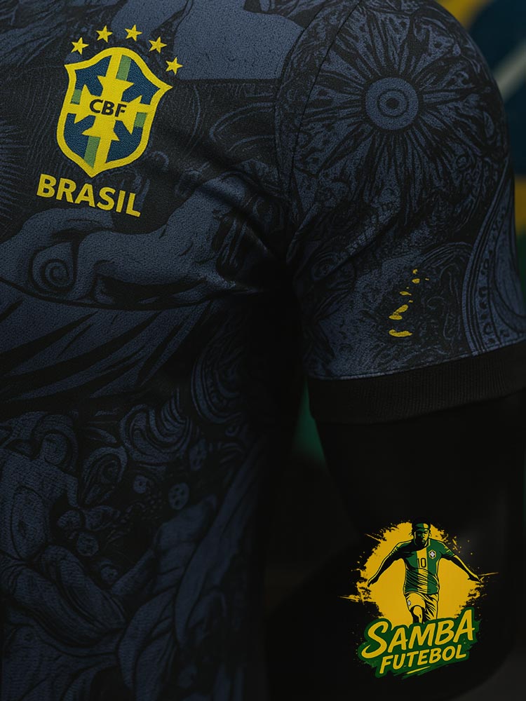 maillot du Brésil de Jésus-Christ, vue du côté du logo