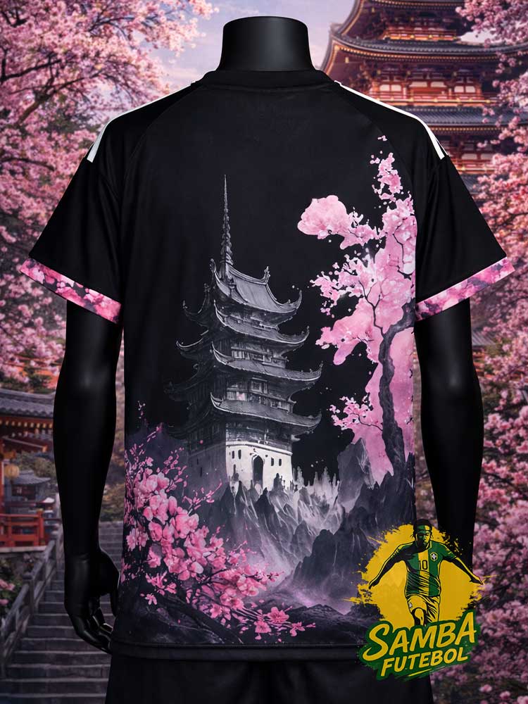 Maillot du Japon noir avec un dragon rose