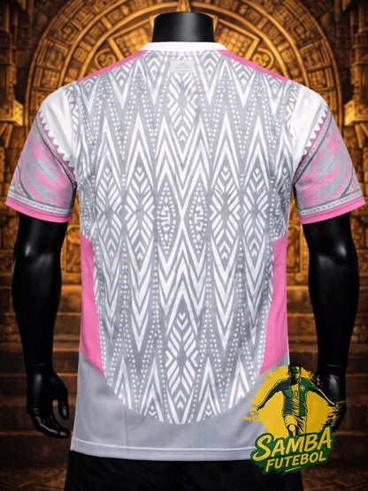 Maillot du Mexique "Templo" rose et blanc, vue de dos