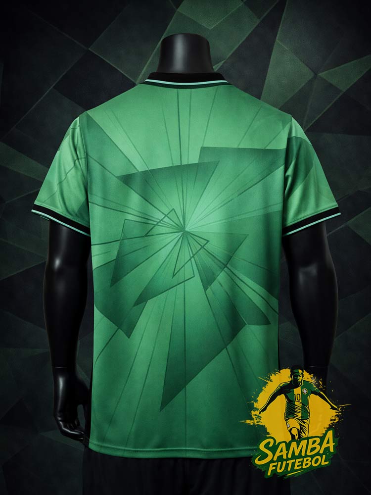 maillot Palmeiras Futuro 2026 dos vert col polo noir design géométrique mannequin noir