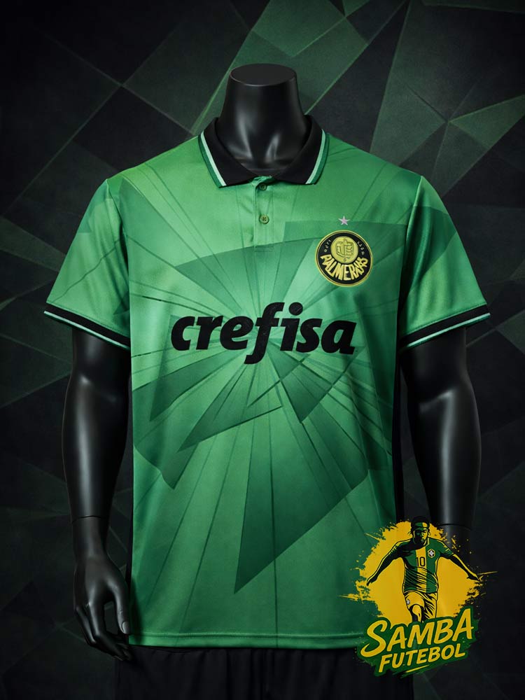 maillot Palmeiras Futuro 2026 face vert col polo noir design géométrique mannequin noir