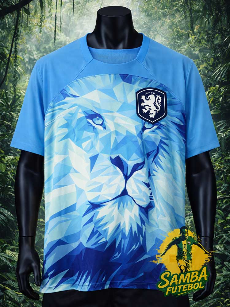 Maillot des Pays-Bas avec un lion bleu