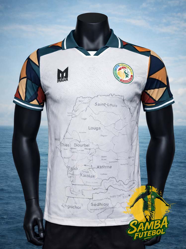 Maillot Sénégal blanc avec carte du pays