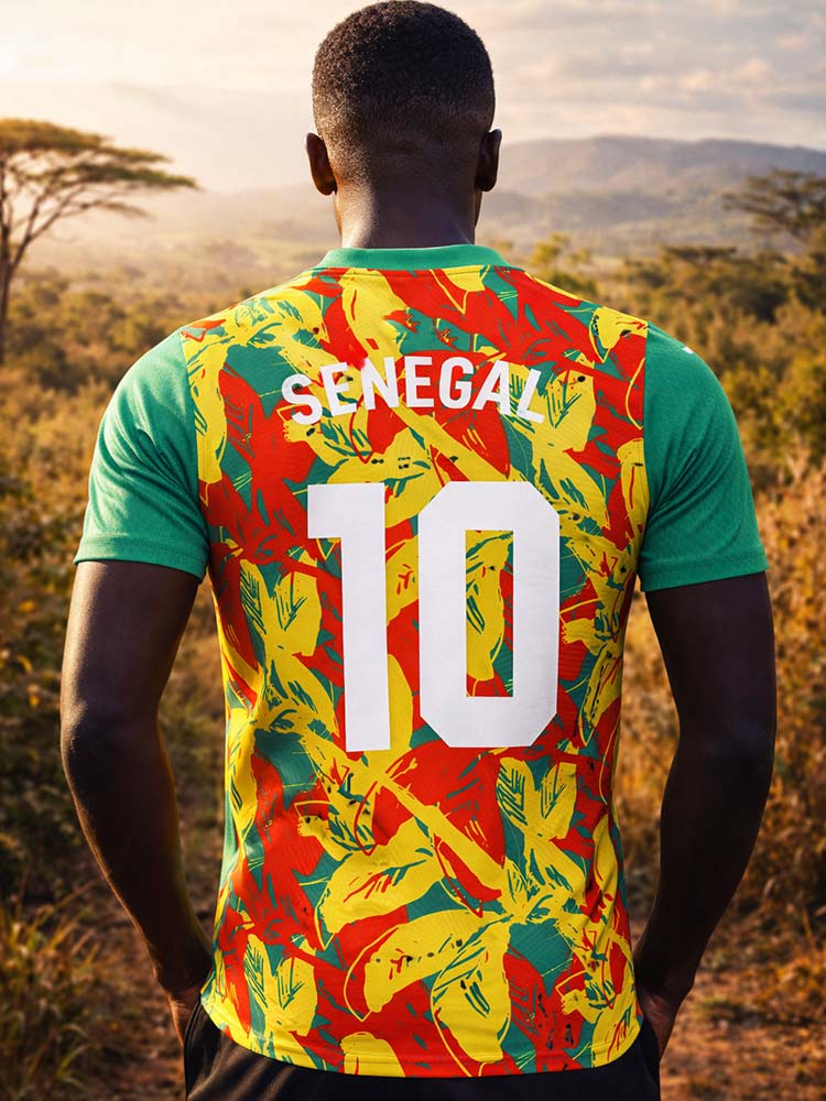 Maillot du Sénégal porté par un supporter en pleine nature