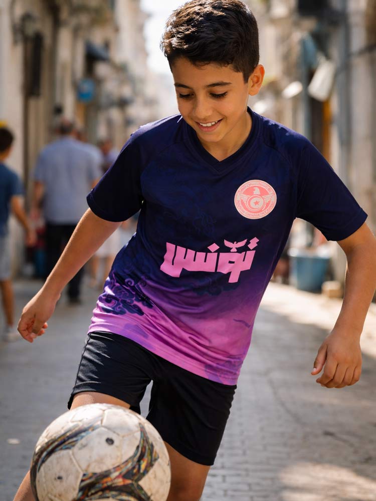Maillot spécial de la Tunisie porté par un enfant