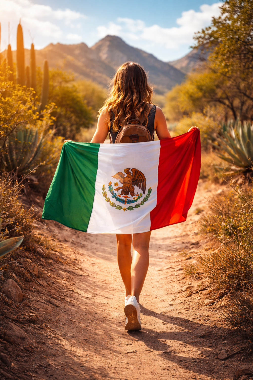 Fille avec un drapeau du Mexique