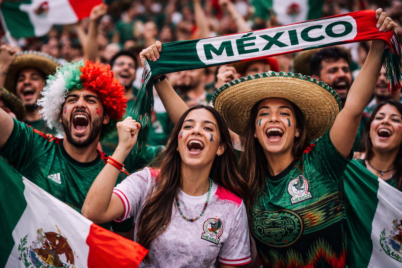 Supporters du Mexique dans un stade de football